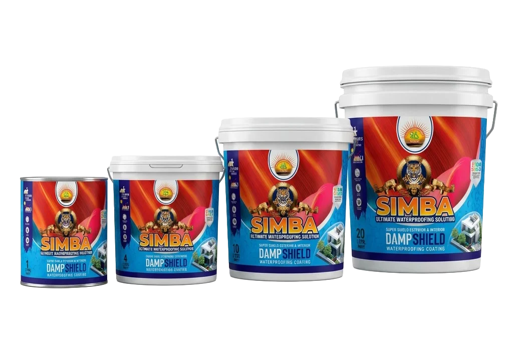 Simba Damp Shield waterproofing coating in 1, 4, 10 and 20 litre packs